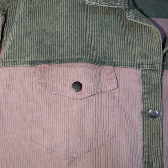 POL Green and Pink Corduroy Jean Jacket - Picture 6 of 8